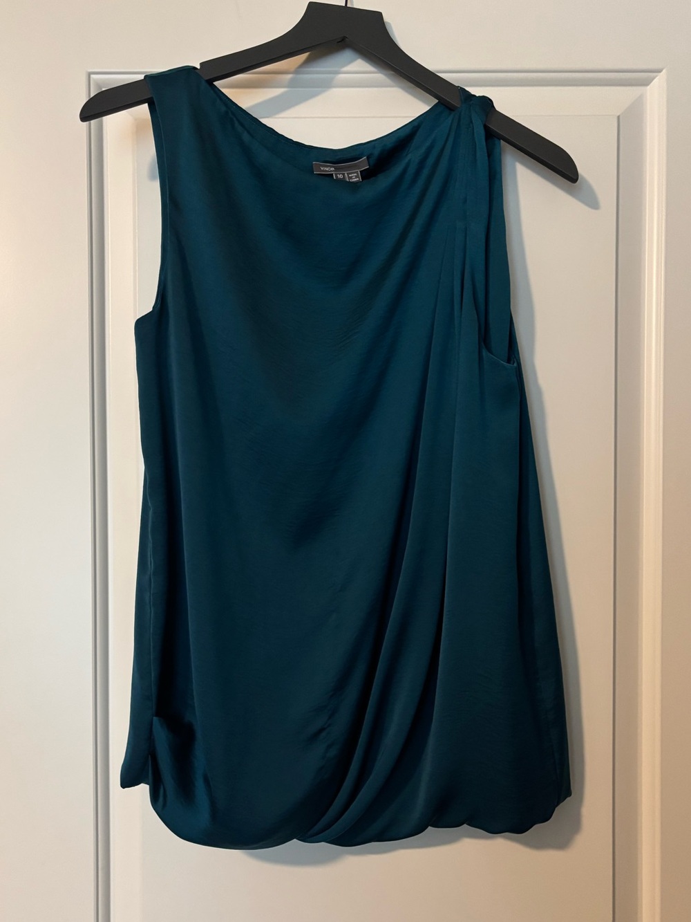 Vince Teal Sleeveless Draped Tank